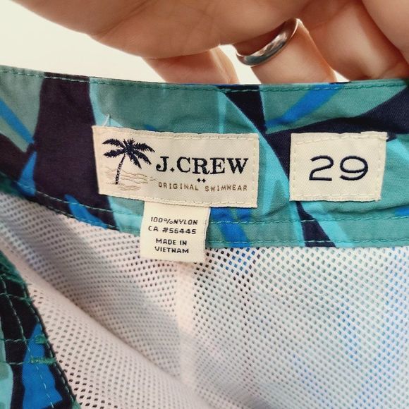 J Crew Swim Shorts Mens 29 Board Short Palm Blue Green Leaf - Picture 6 of 9